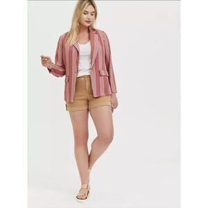 NEW! Torrid Dusty Rose Stripe Longline Boyfriend Blazer, NWT, Plus Size 1